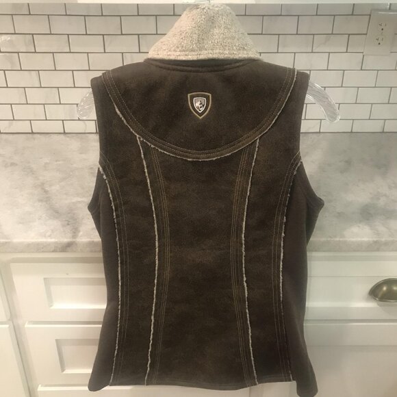 Kuhl Vest Womens Small Dani Sherpa Brown Suede Shearling Lined Jacket Fleece - Picture 3 of 13